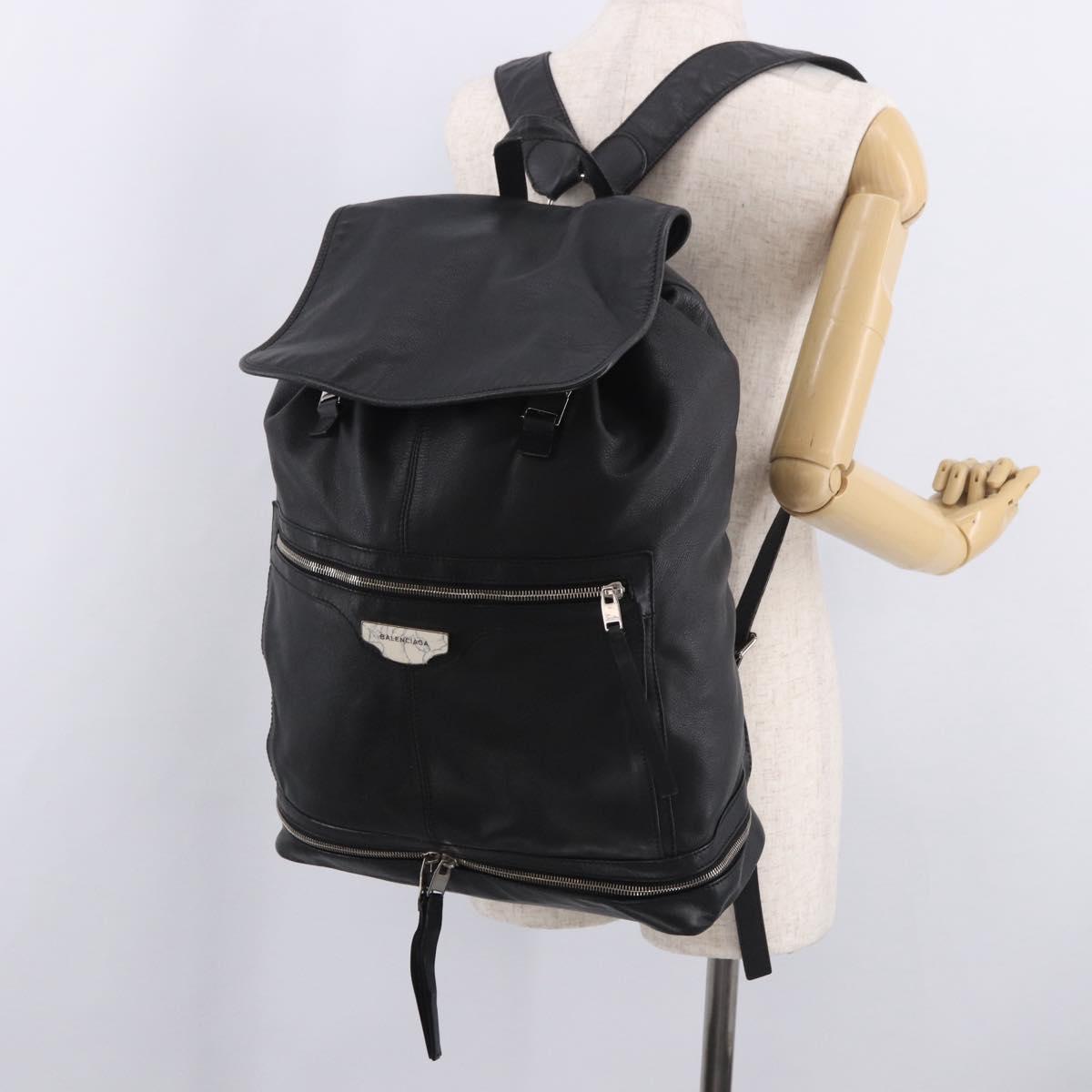 BALENCIAGA Backpack Leather Black Silver 340138 Auth ka4909