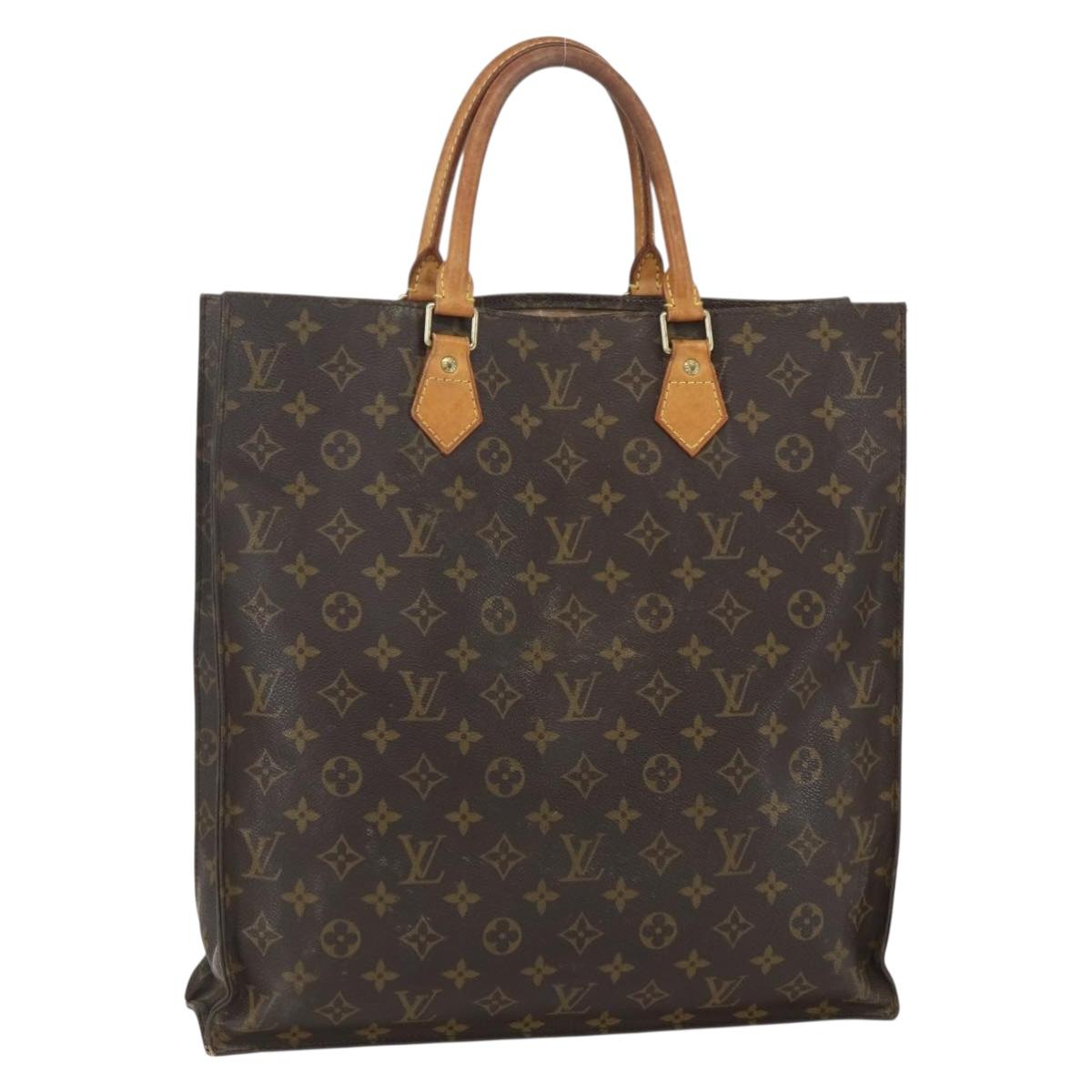 LOUIS VUITTON Monogram Sac Plat Hand Bag M51140 LV Auth ka491