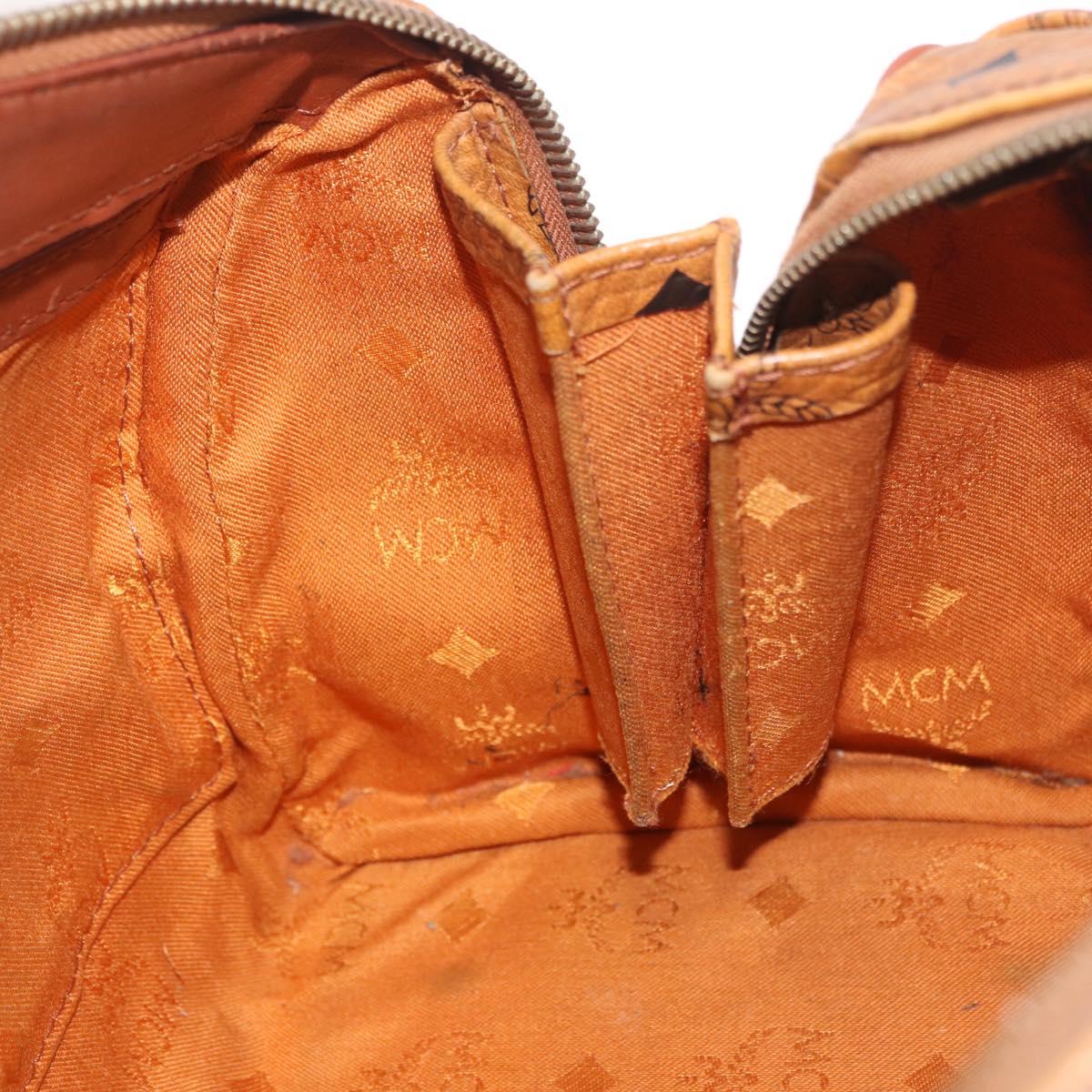 MCM Vicetos Logogram Hand Bag PVC Leather 2way Brown Gold Auth ka4912