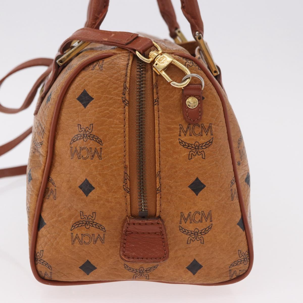 MCM Vicetos Logogram Hand Bag PVC Leather 2way Brown Gold Auth ka4912