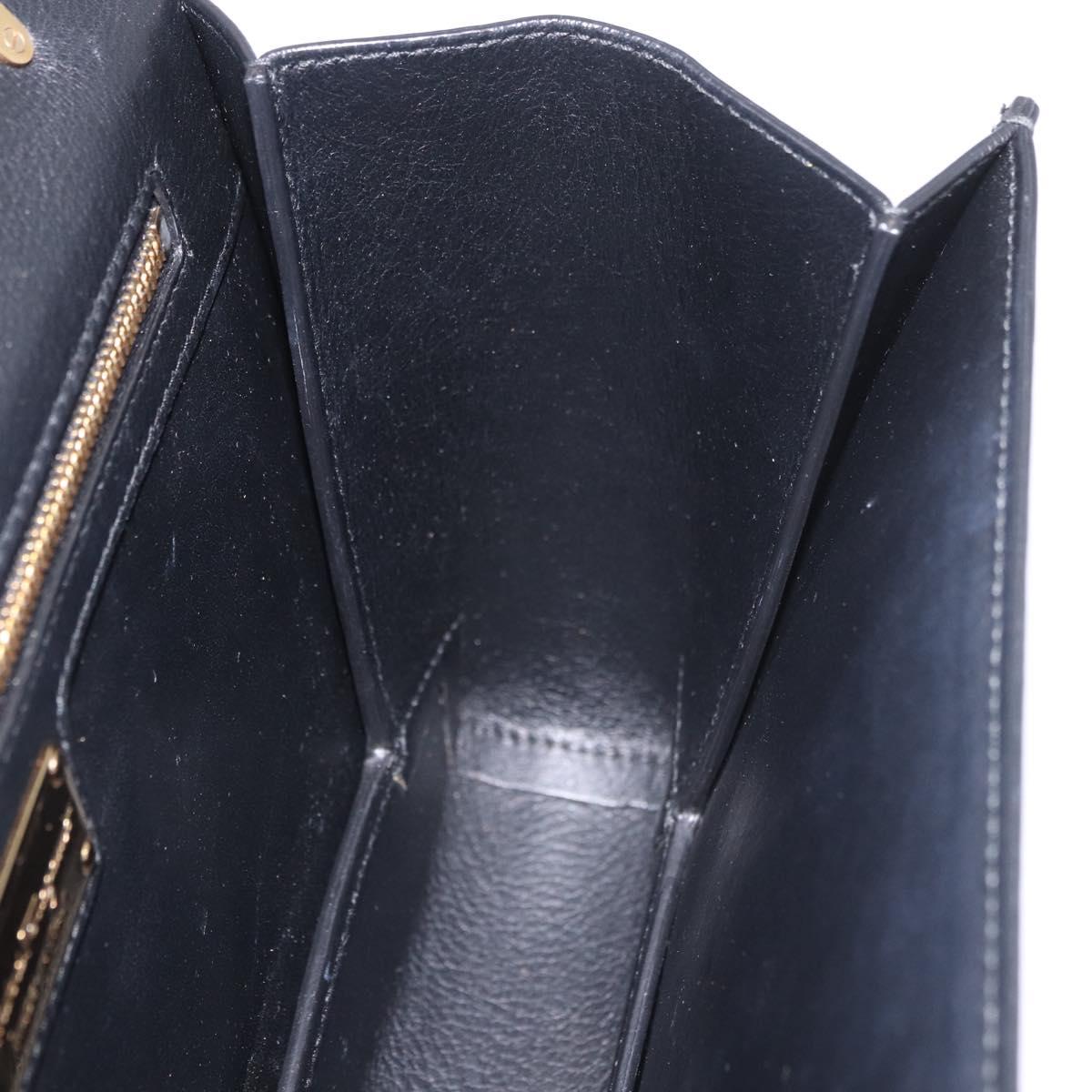 Salvatore Ferragamo Vala Chain Shoulder Bag Leather Black Gold Auth ka4916A