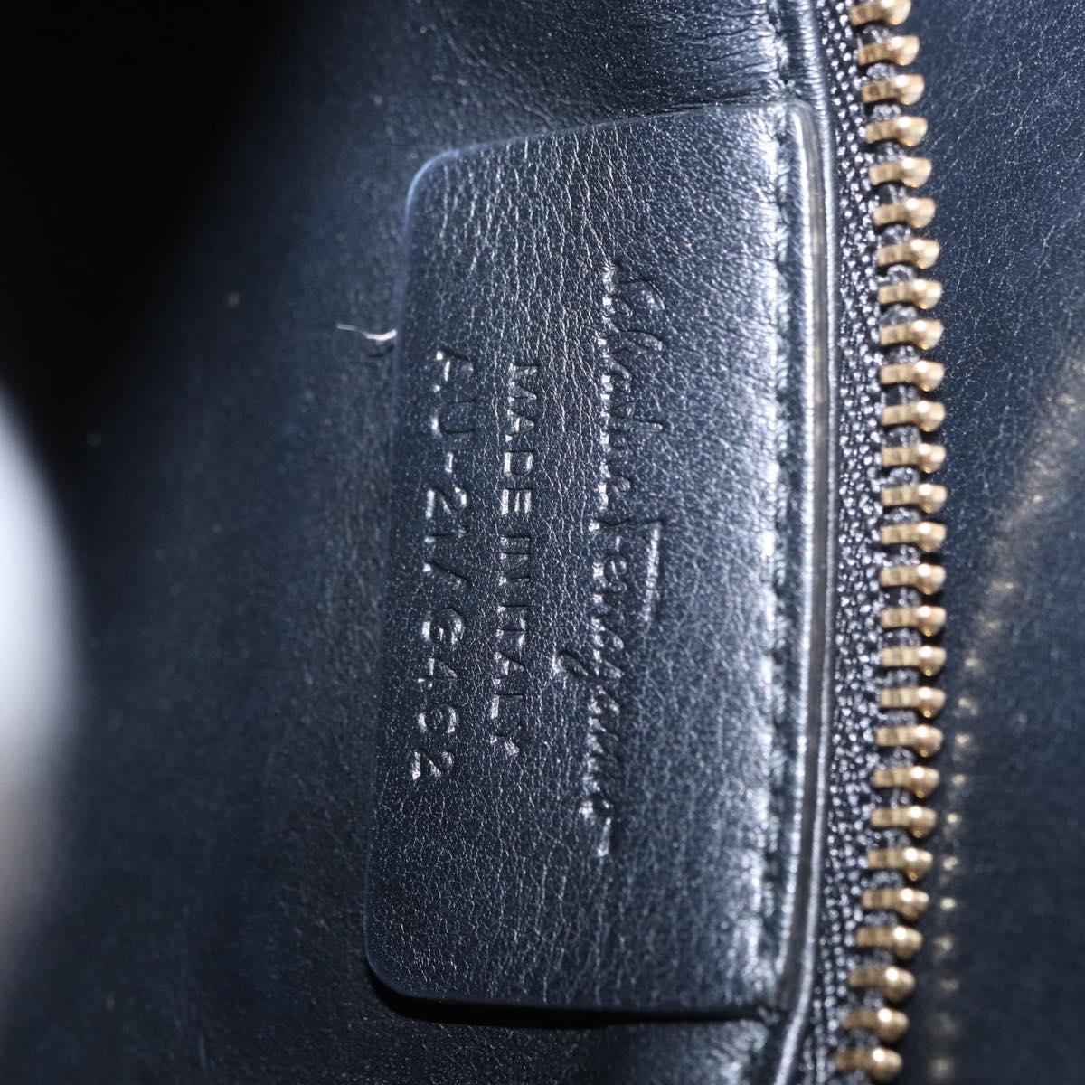 Salvatore Ferragamo Vala Chain Shoulder Bag Leather Black Gold Auth ka4916A