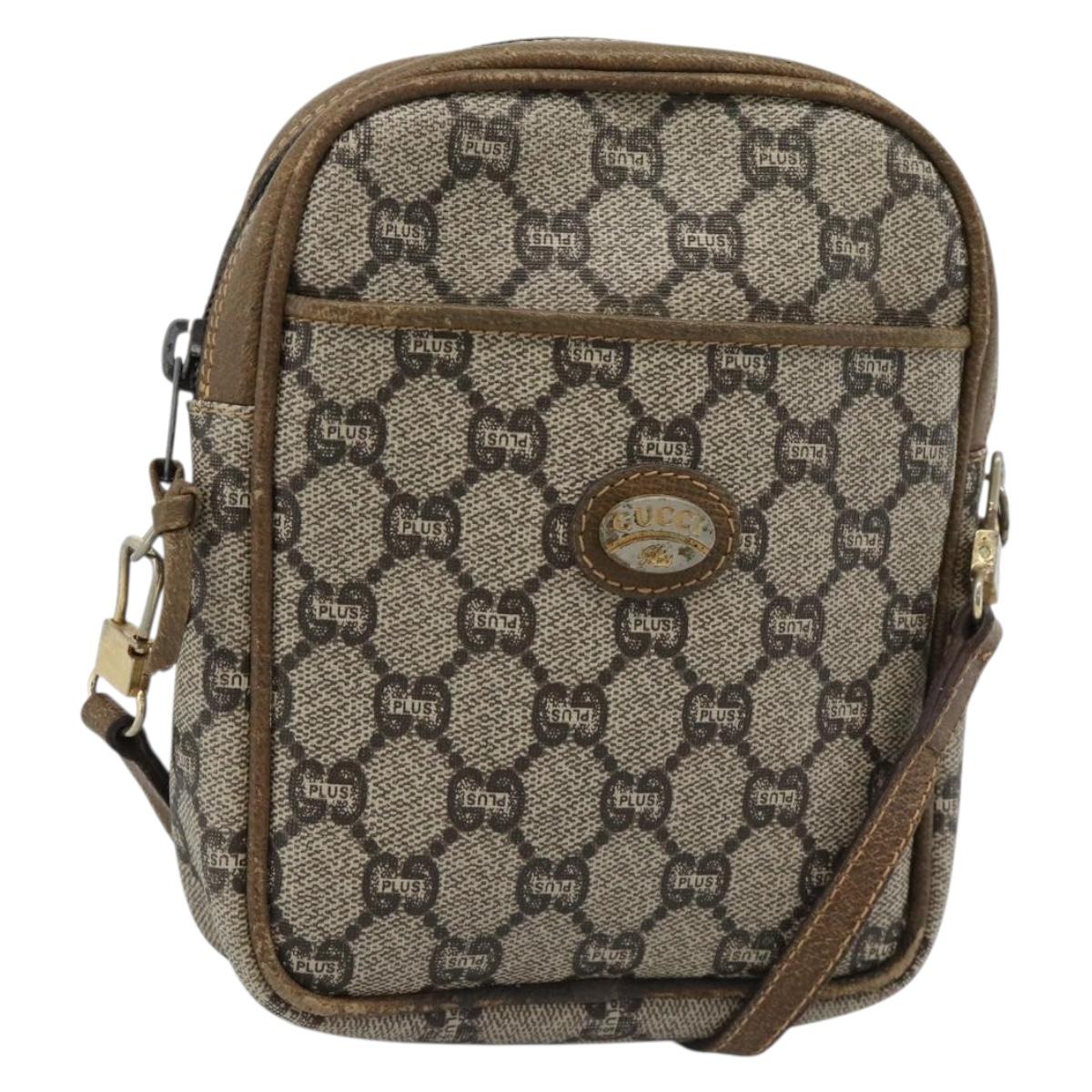 GUCCI GG Plus Supreme Shoulder Bag PVC Beige Auth ka4917