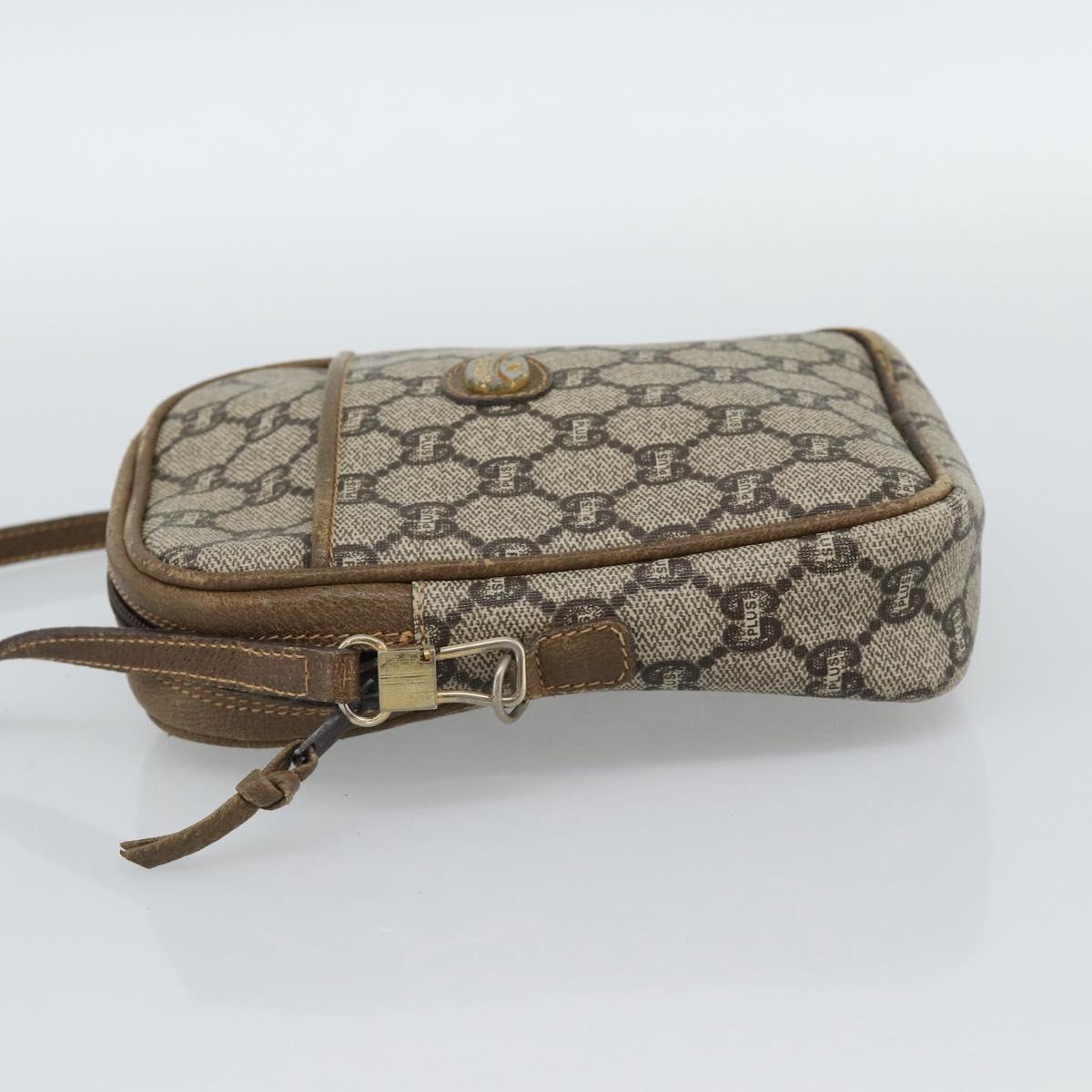 GUCCI GG Plus Supreme Shoulder Bag PVC Beige Auth ka4917