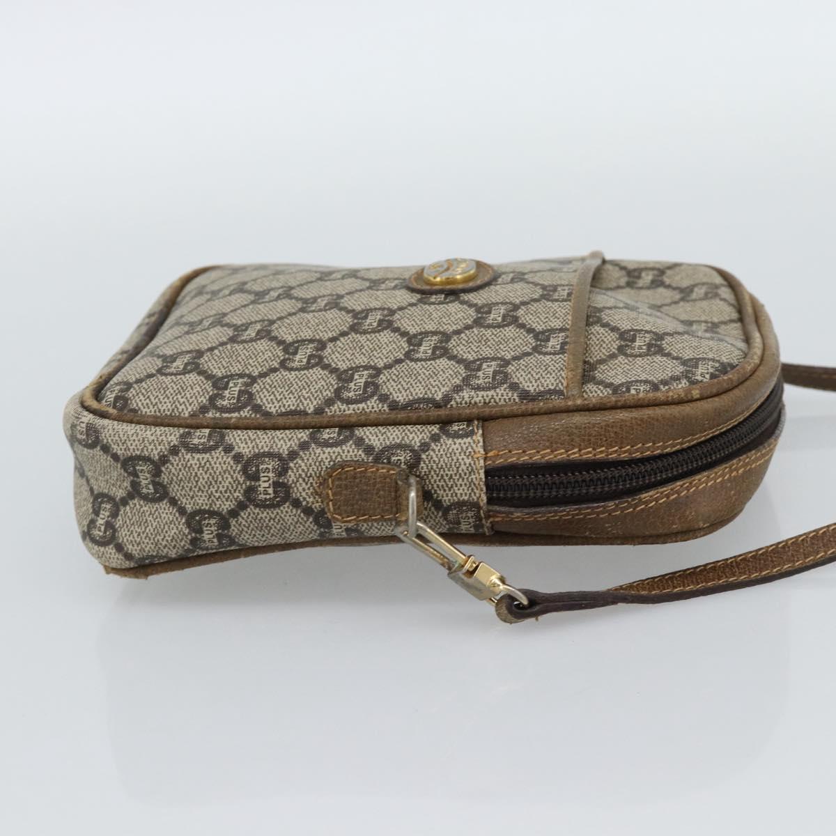 GUCCI GG Plus Supreme Shoulder Bag PVC Beige Auth ka4917