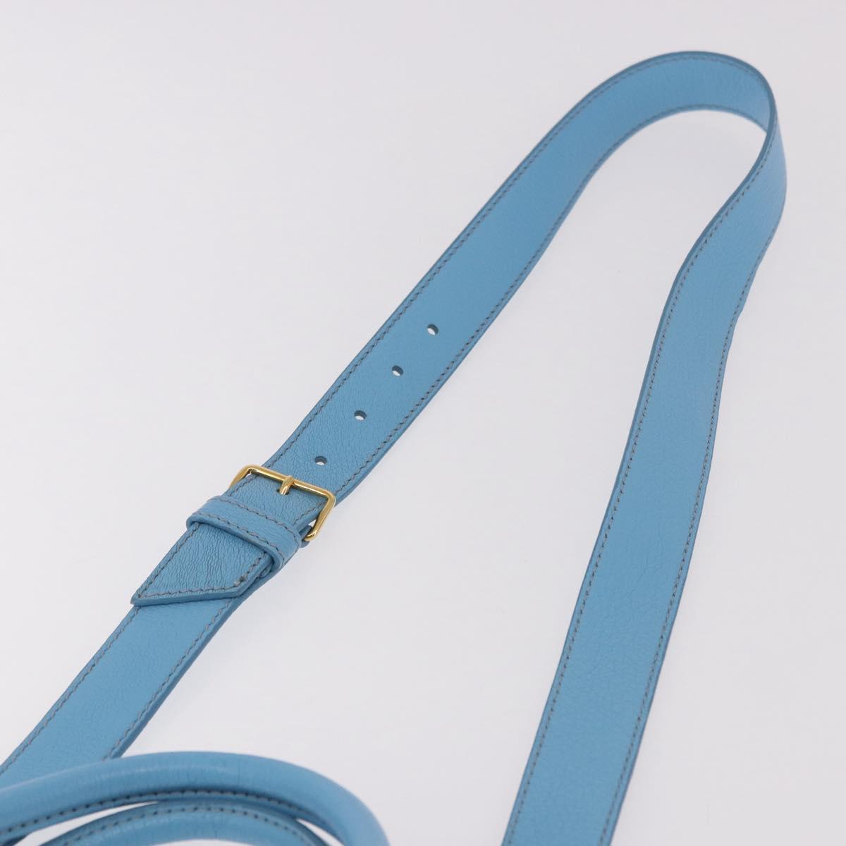 Miu Miu Hand Bag Leather 2way Light Blue Gold Auth ka4918M