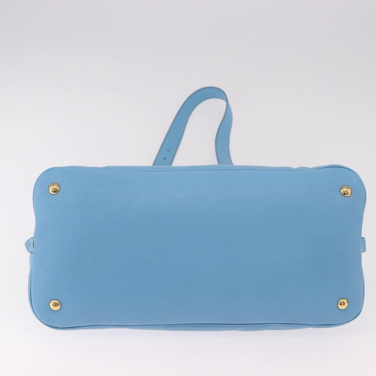 Miu Miu Hand Bag Leather 2way Light Blue Gold Auth ka4918M