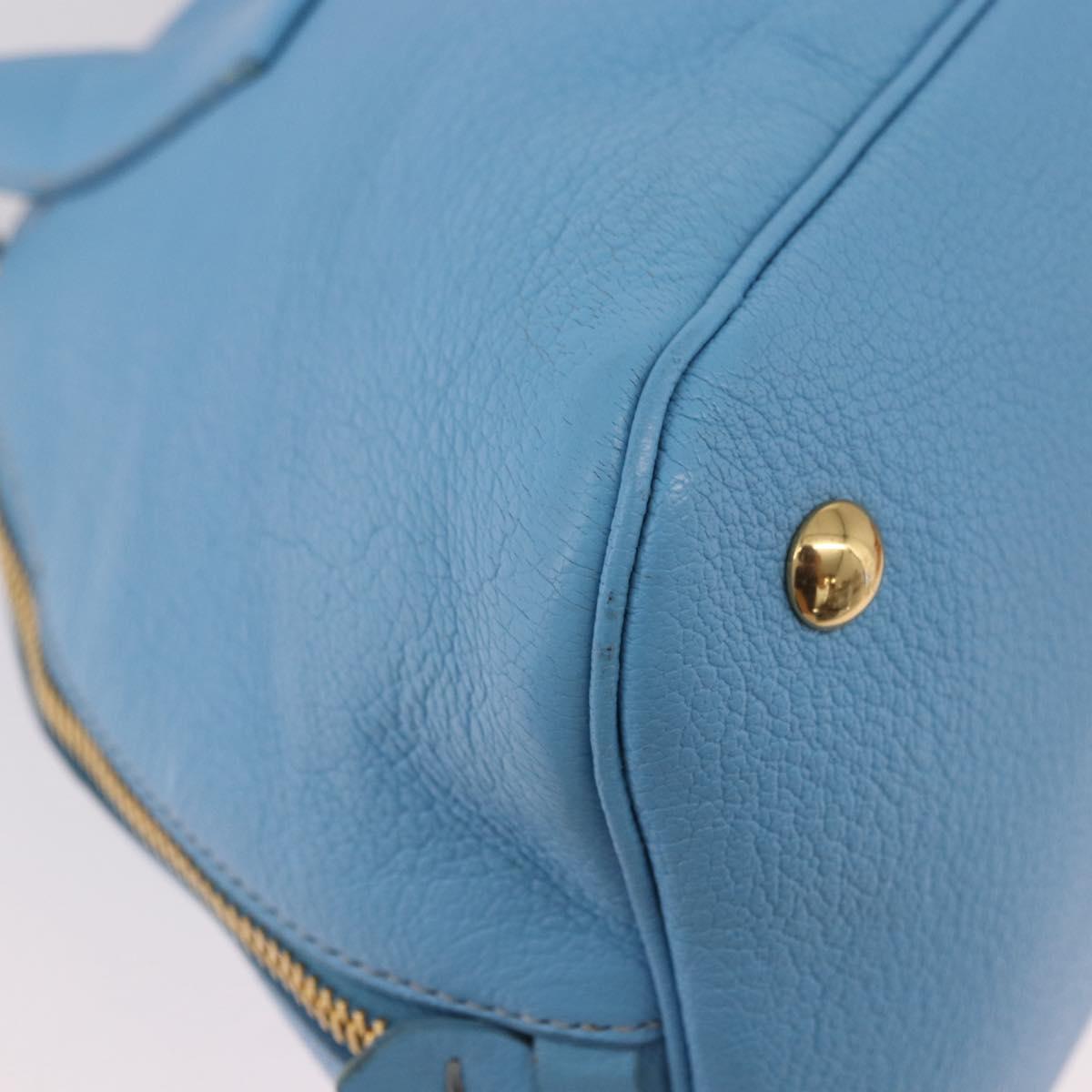 Miu Miu Hand Bag Leather 2way Light Blue Gold Auth ka4918M