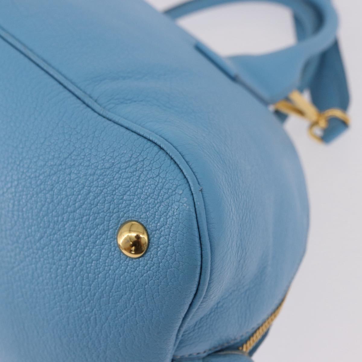 Miu Miu Hand Bag Leather 2way Light Blue Gold Auth ka4918M