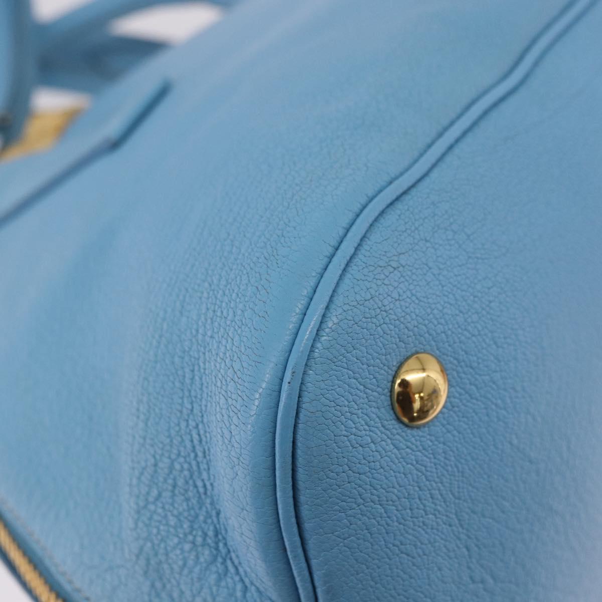 Miu Miu Hand Bag Leather 2way Light Blue Gold Auth ka4918M