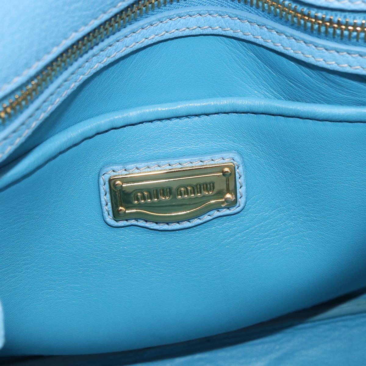 Miu Miu Hand Bag Leather 2way Light Blue Gold Auth ka4918M