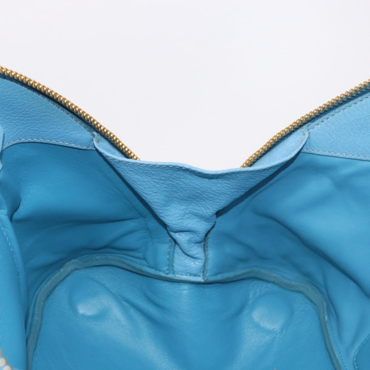Miu Miu Hand Bag Leather 2way Light Blue Gold Auth ka4918M