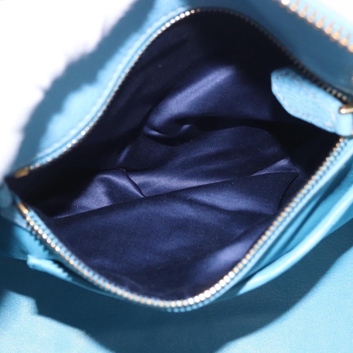 Miu Miu Hand Bag Leather 2way Light Blue Gold Auth ka4918M