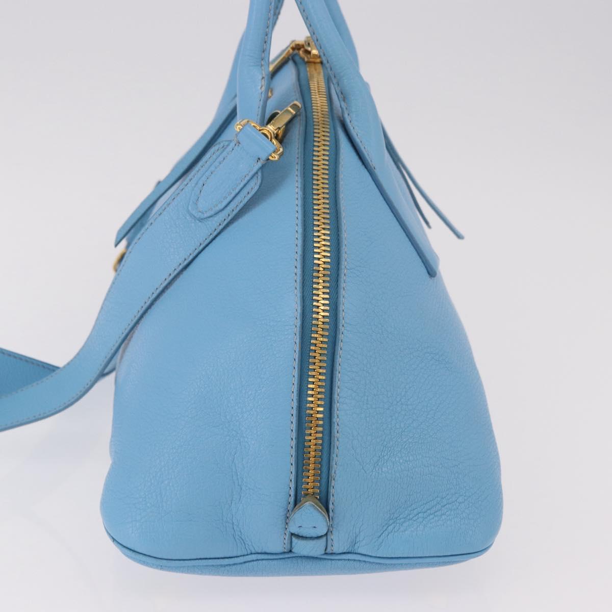Miu Miu Hand Bag Leather 2way Light Blue Gold Auth ka4918M