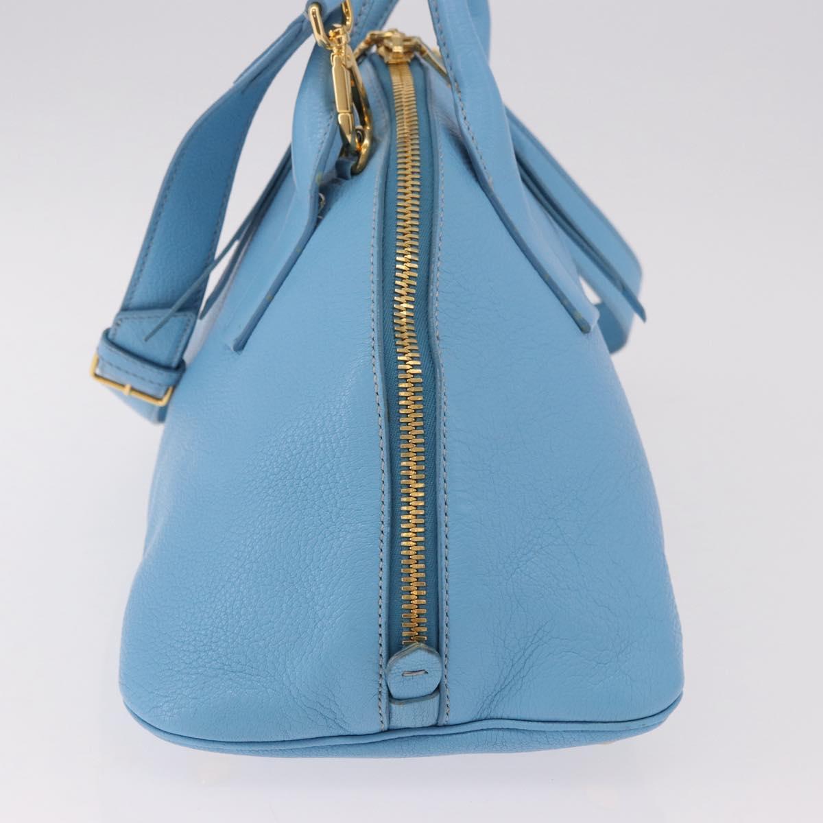 Miu Miu Hand Bag Leather 2way Light Blue Gold Auth ka4918M