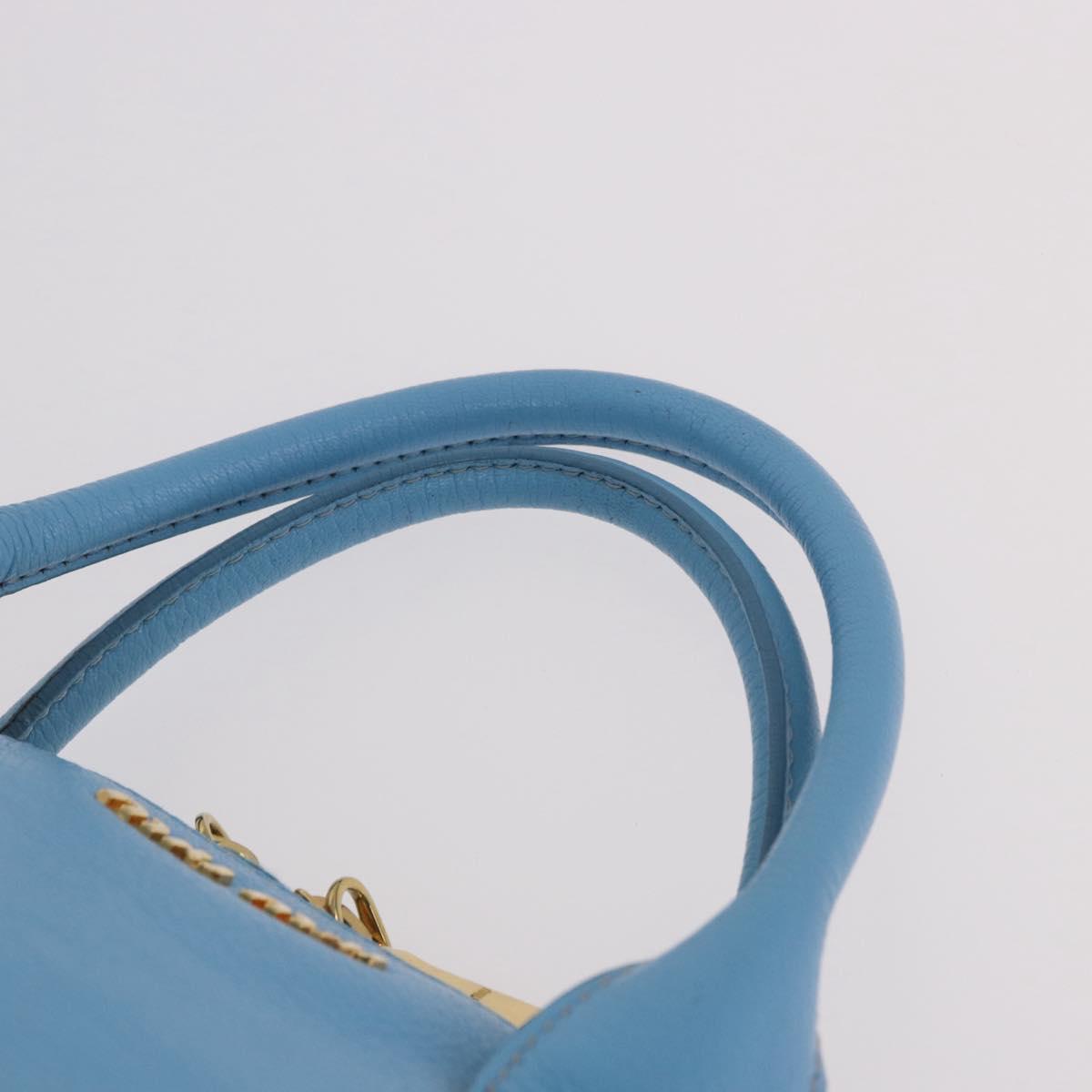 Miu Miu Hand Bag Leather 2way Light Blue Gold Auth ka4918M