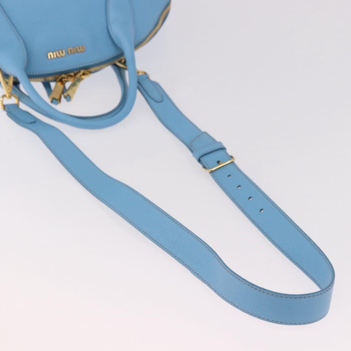 Miu Miu Hand Bag Leather 2way Light Blue Gold Auth ka4918M