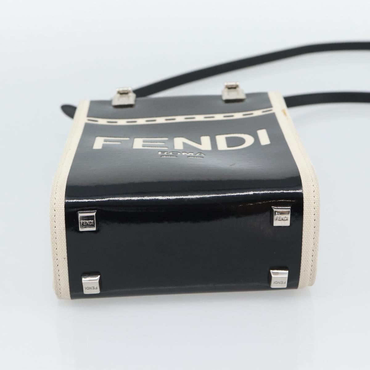 FENDI Hand Bag Patent leather 2way Black Silver Auth ka4919M