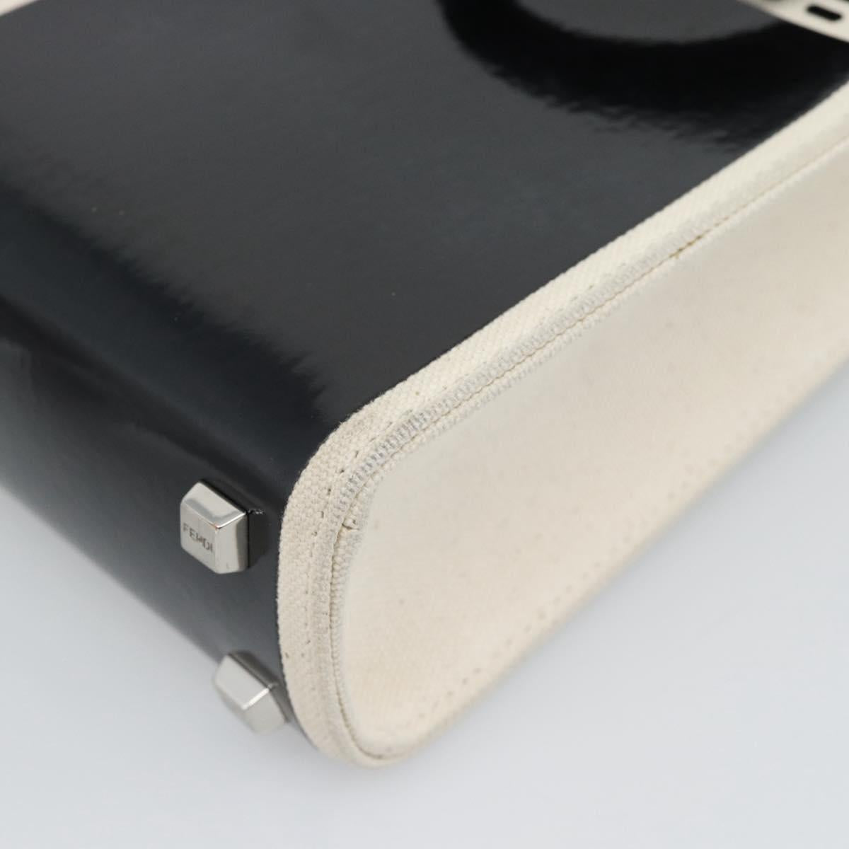 FENDI Hand Bag Patent leather 2way Black Silver Auth ka4919M