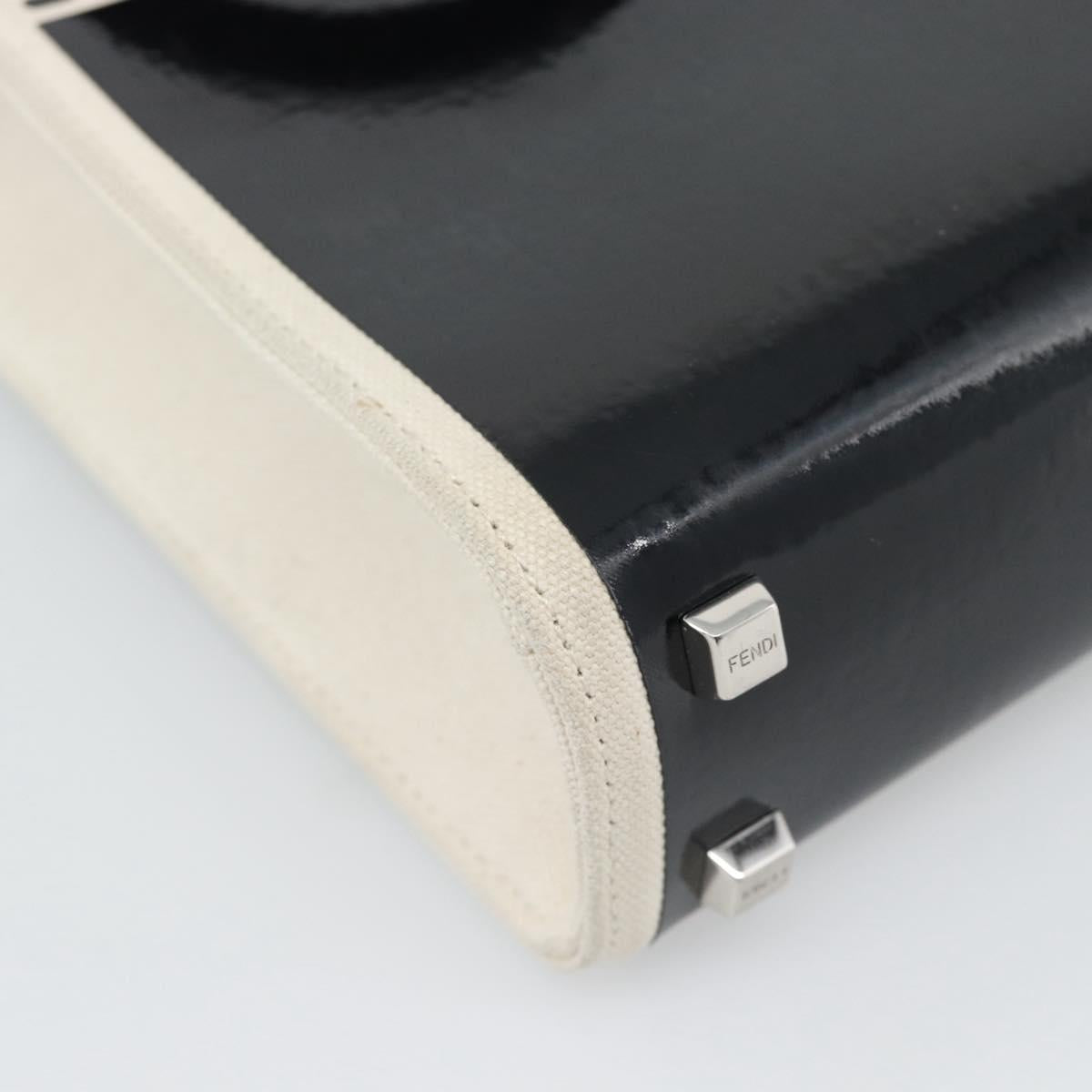 FENDI Hand Bag Patent leather 2way Black Silver Auth ka4919M