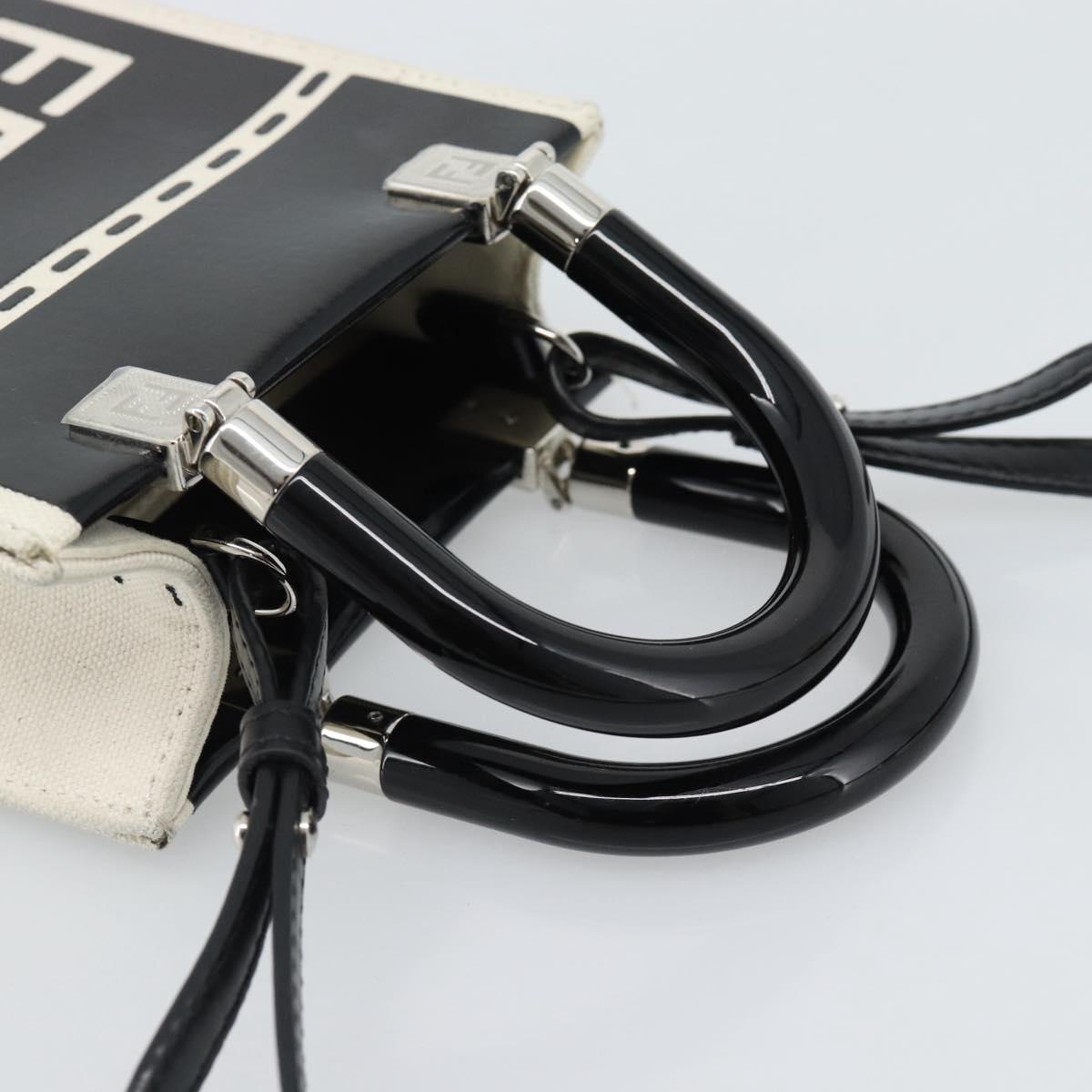 FENDI Hand Bag Patent leather 2way Black Silver Auth ka4919M