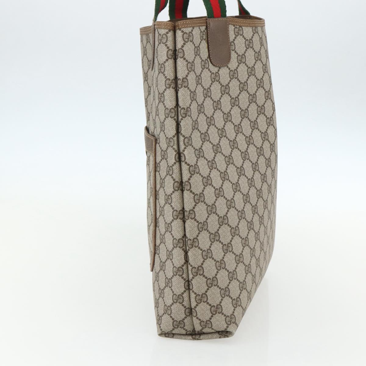 GUCCI GG Supreme Web Sherry Line Tote Bag PVC Beige Red 39 02 003 Auth ka492