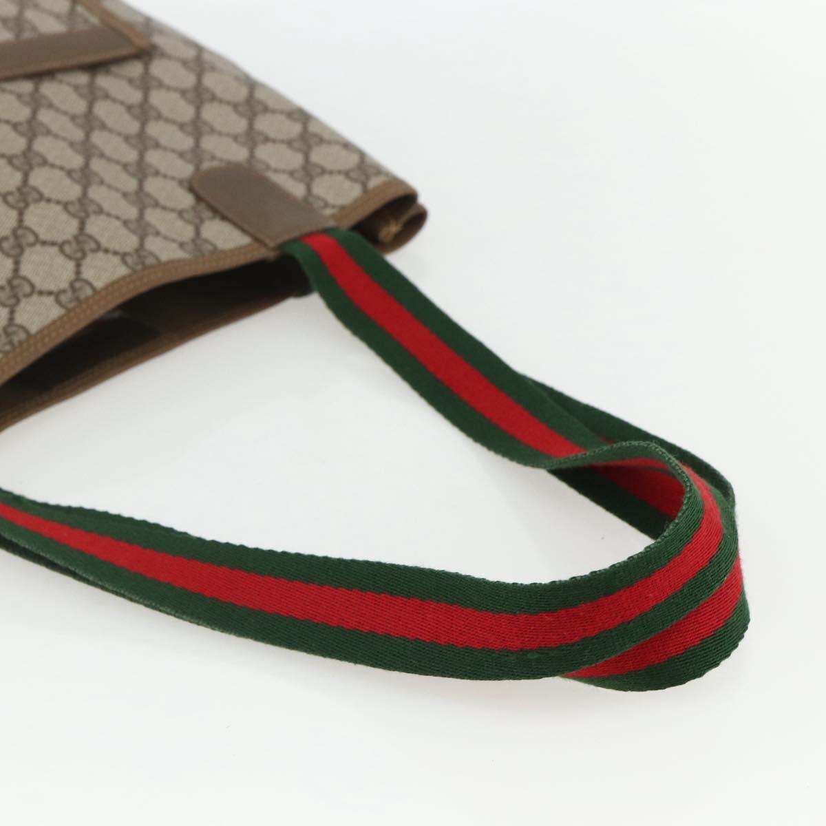 GUCCI GG Supreme Web Sherry Line Tote Bag PVC Beige Red 39 02 003 Auth ka492