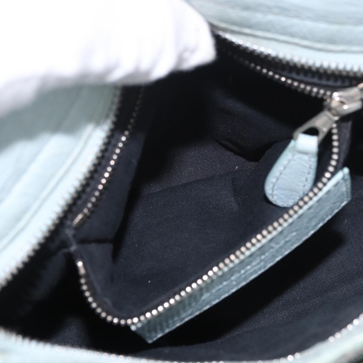 BALENCIAGA Mini City Hand Bag Leather 2way Light Blue Silver 309544 Auth ka4924A