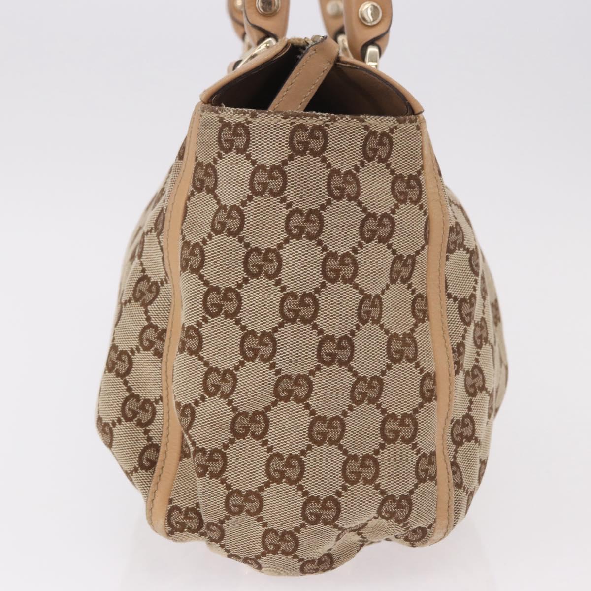 GUCCI GG Canvas Abbey Hand Bag Beige Gold 189831 Auth ka4927