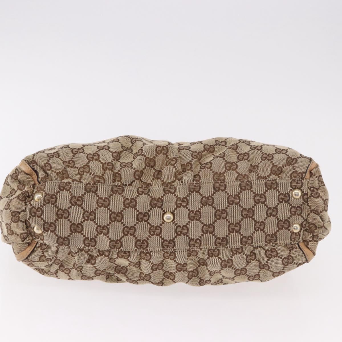GUCCI GG Canvas Abbey Hand Bag Beige Gold 189831 Auth ka4927