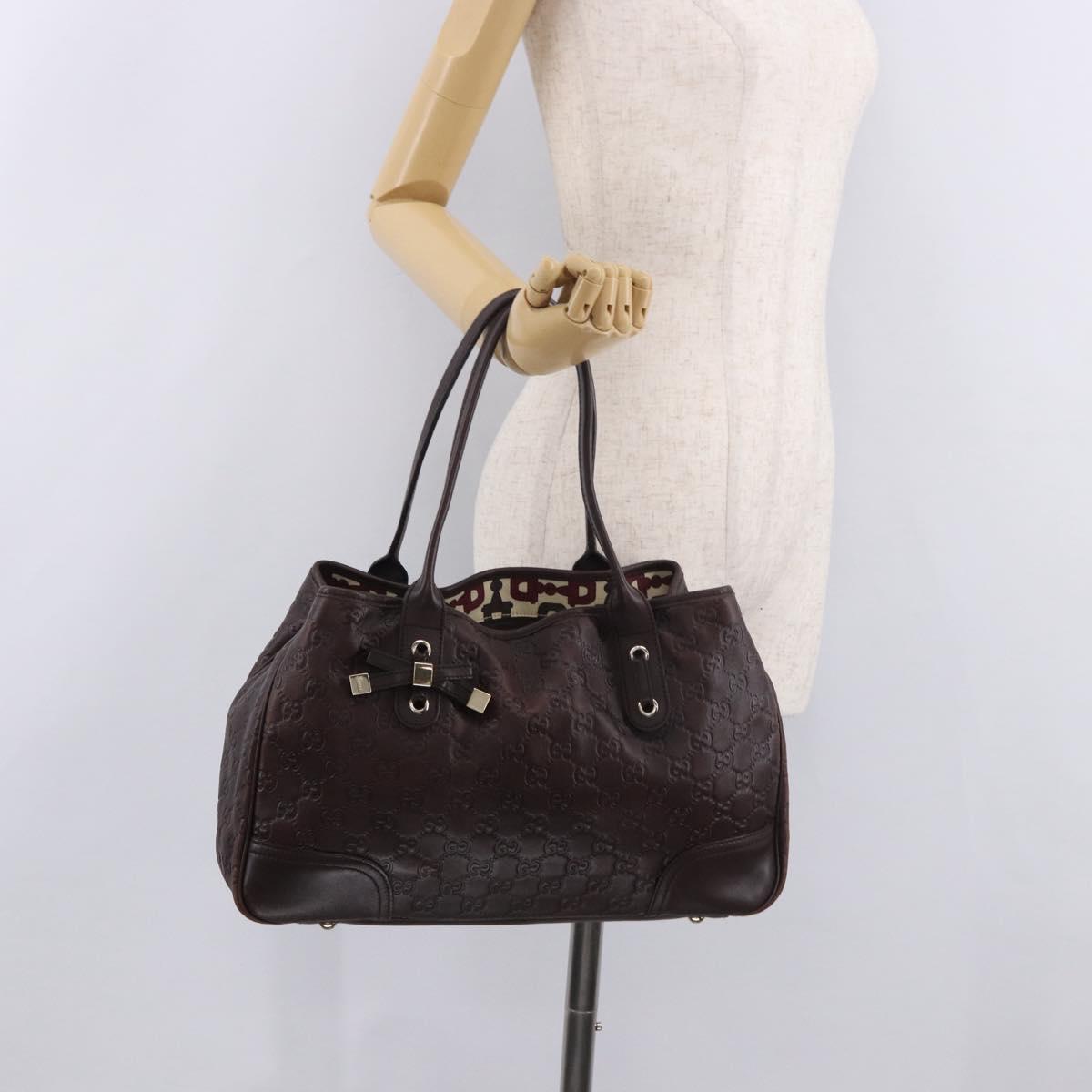 GUCCI GG Canvas Guccissima Princess Bag Leather Brown Gold 163805 Auth ka4928A