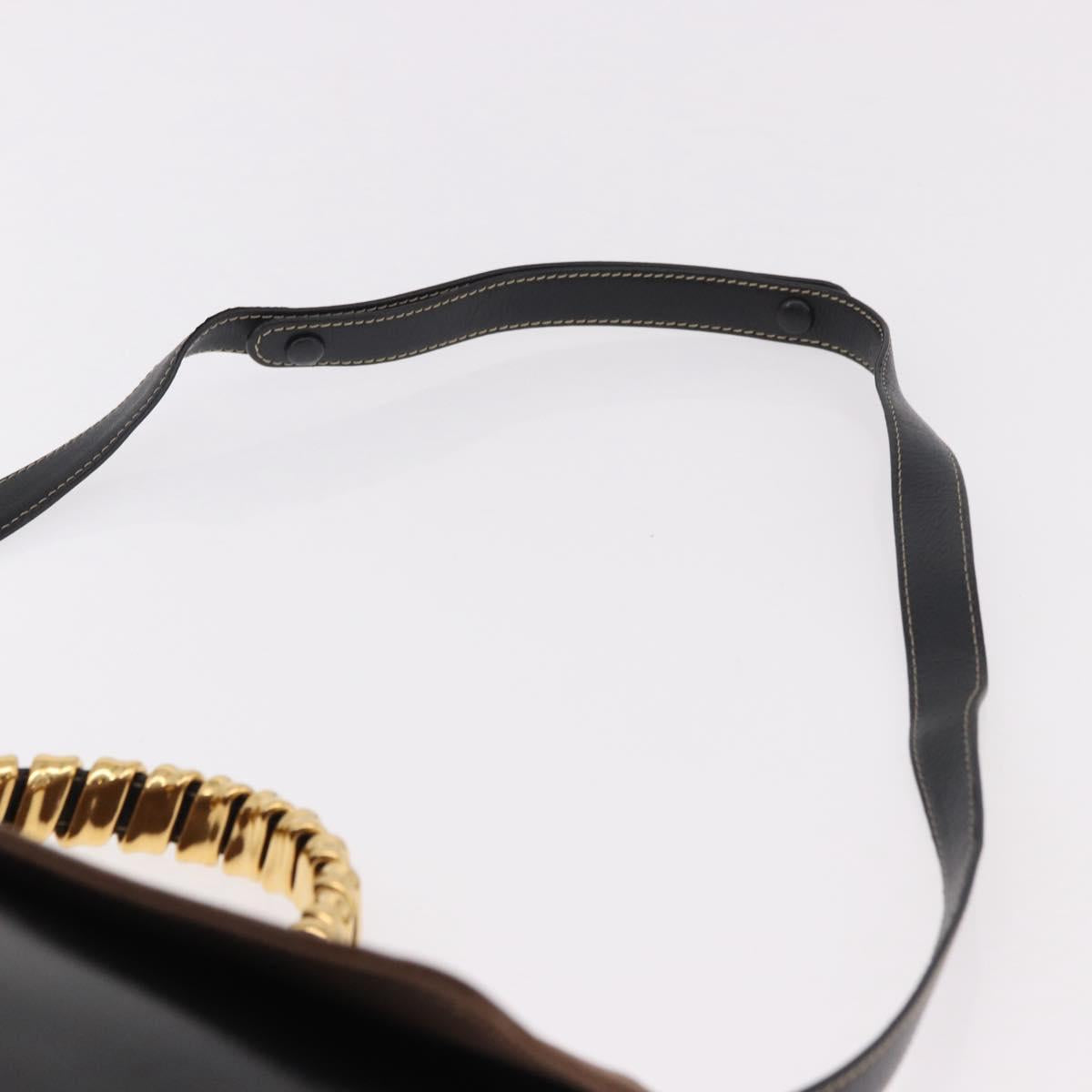 LOEWE Velazquez Hand Bag Leather 2way Black Gold Auth ka4929A