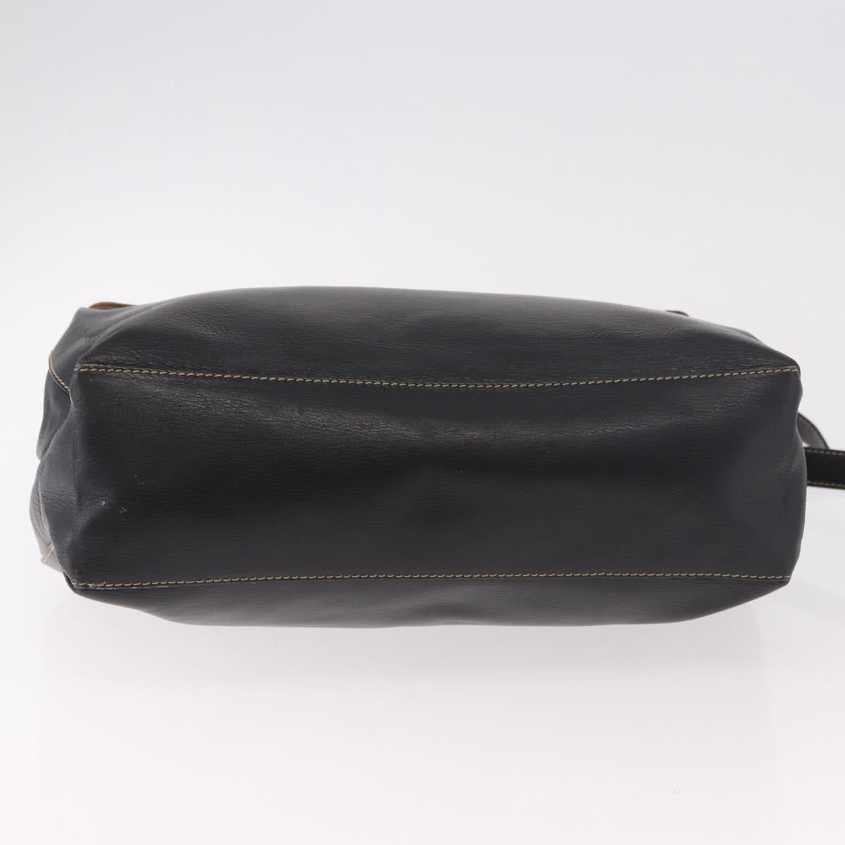 LOEWE Velazquez Hand Bag Leather 2way Black Gold Auth ka4929A