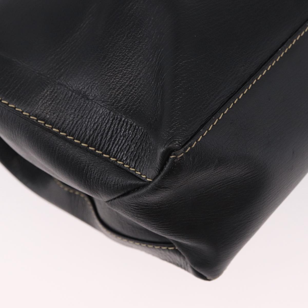 LOEWE Velazquez Hand Bag Leather 2way Black Gold Auth ka4929A