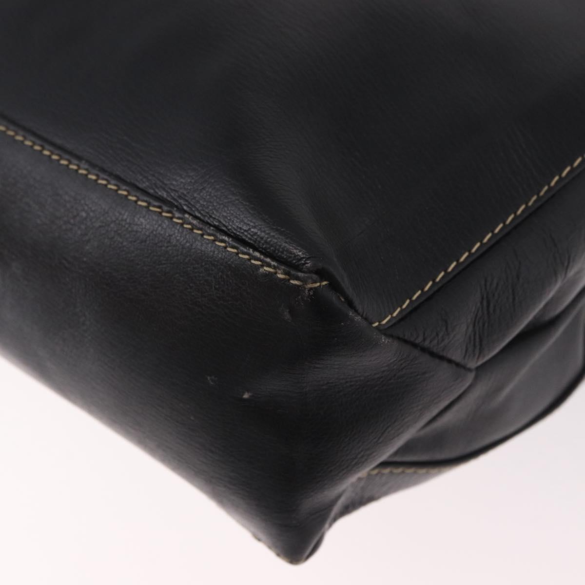 LOEWE Velazquez Hand Bag Leather 2way Black Gold Auth ka4929A