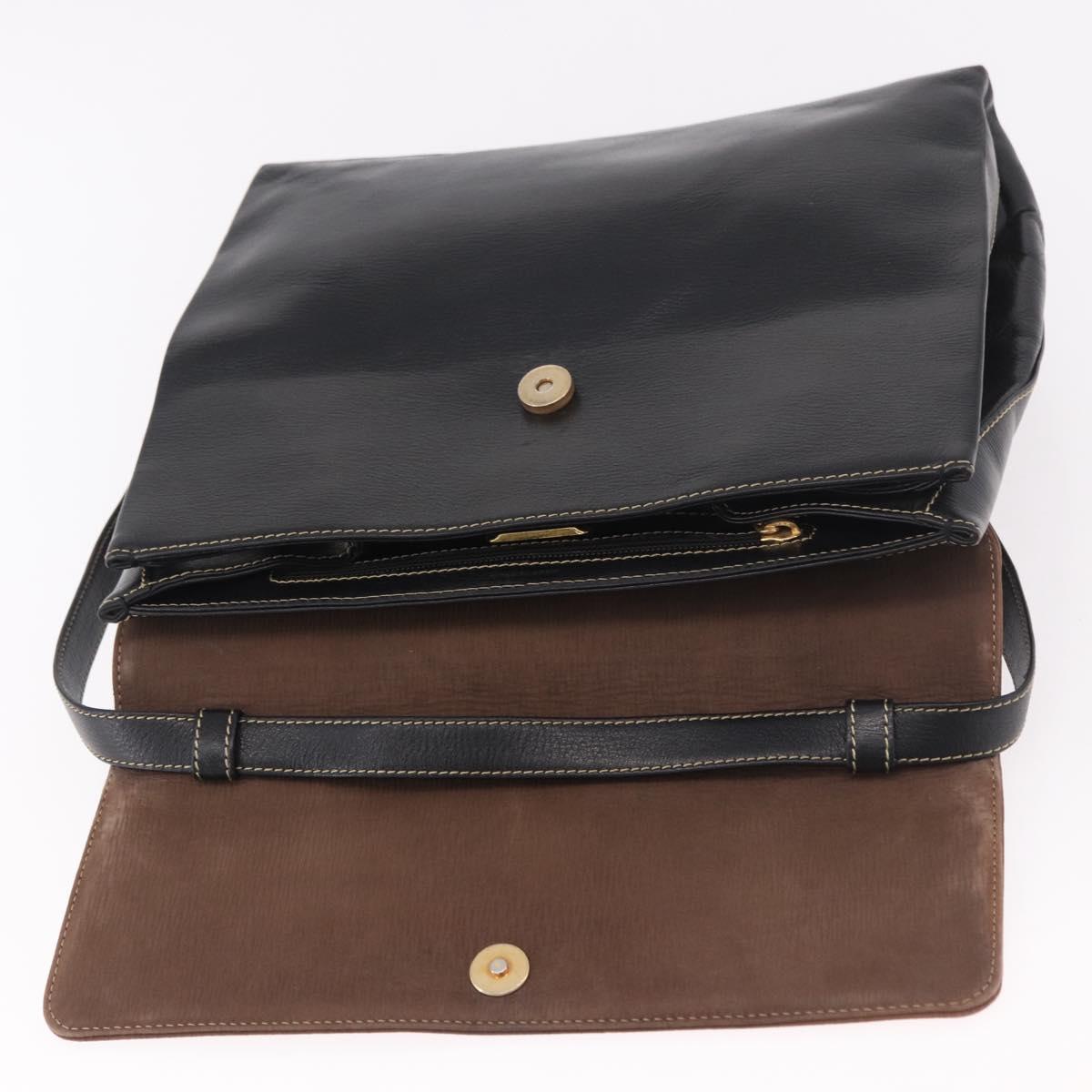 LOEWE Velazquez Hand Bag Leather 2way Black Gold Auth ka4929A