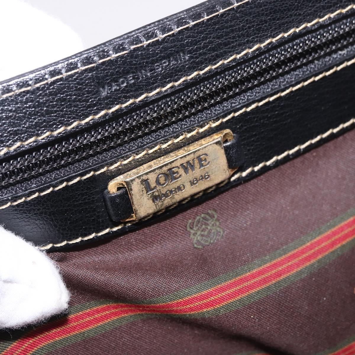 LOEWE Velazquez Hand Bag Leather 2way Black Gold Auth ka4929A