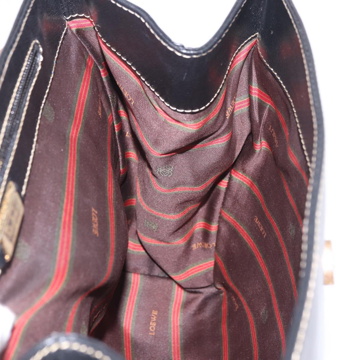 LOEWE Velazquez Hand Bag Leather 2way Black Gold Auth ka4929A