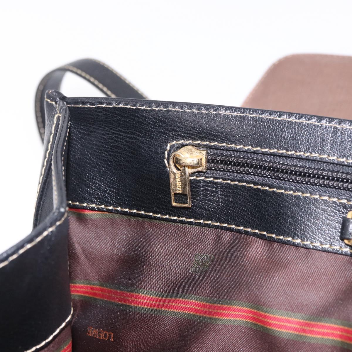 LOEWE Velazquez Hand Bag Leather 2way Black Gold Auth ka4929A