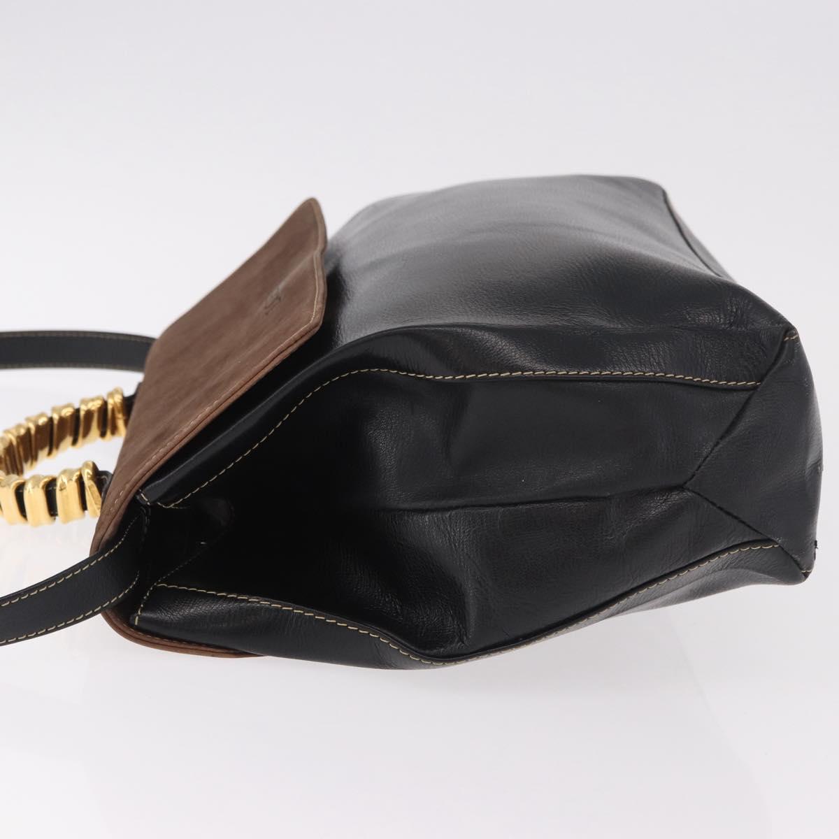 LOEWE Velazquez Hand Bag Leather 2way Black Gold Auth ka4929A