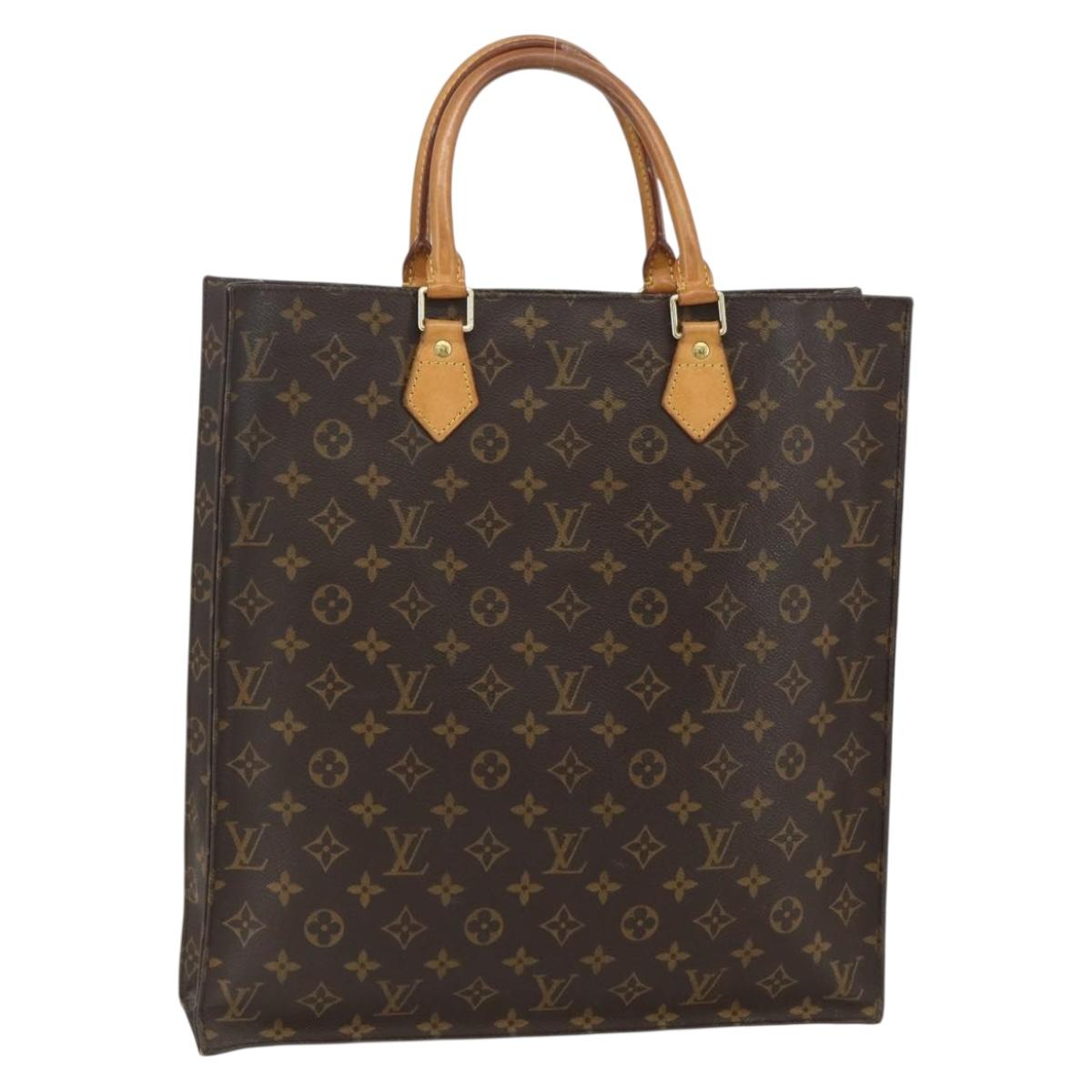 LOUIS VUITTON Monogram Sac Plat Hand Bag M51140 LV Auth ka493