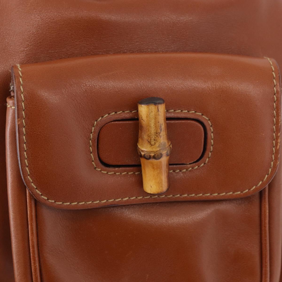 GUCCI Bamboo Backpack Leather Brown Gold 003 2058 0030 Auth ka4930