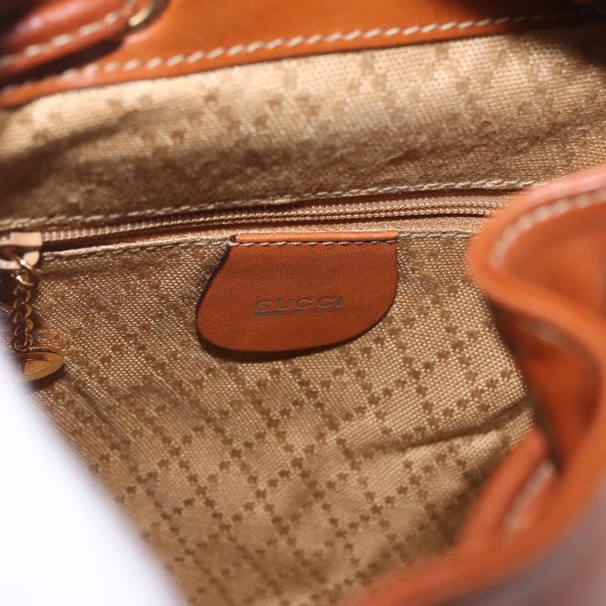 GUCCI Bamboo Backpack Leather Brown Gold 003 2058 0030 Auth ka4930