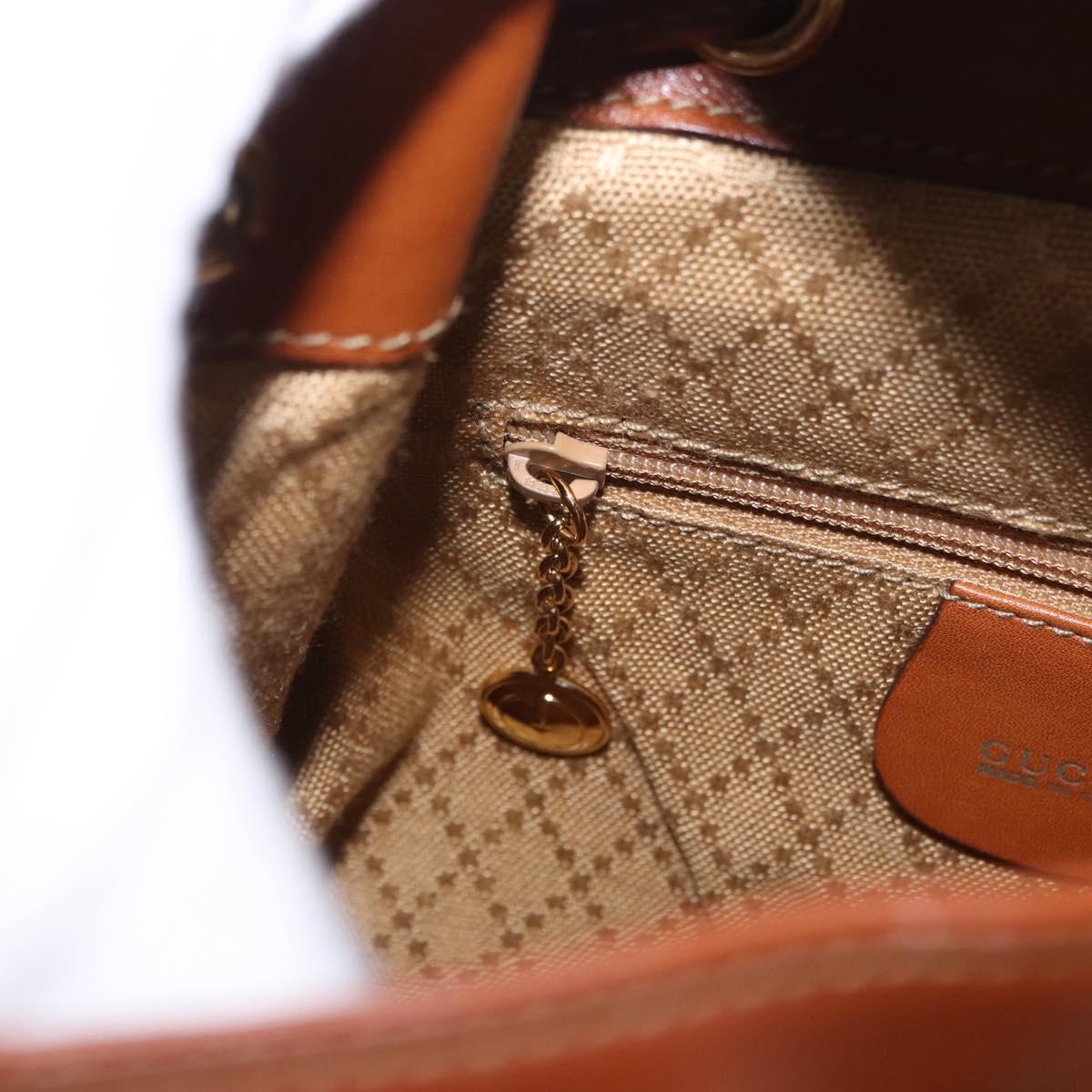 GUCCI Bamboo Backpack Leather Brown Gold 003 2058 0030 Auth ka4930