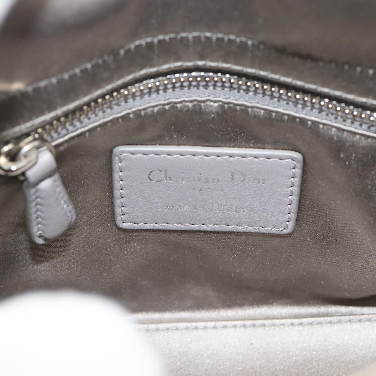 Christian Dior Lady Dior Canage Hand Bag Satin 2way Gray Silver Auth ka4931SAM