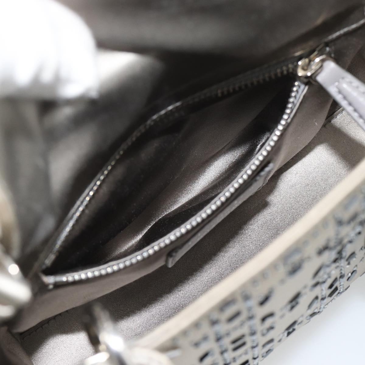 Christian Dior Lady Dior Canage Hand Bag Satin 2way Gray Silver Auth ka4931SAM