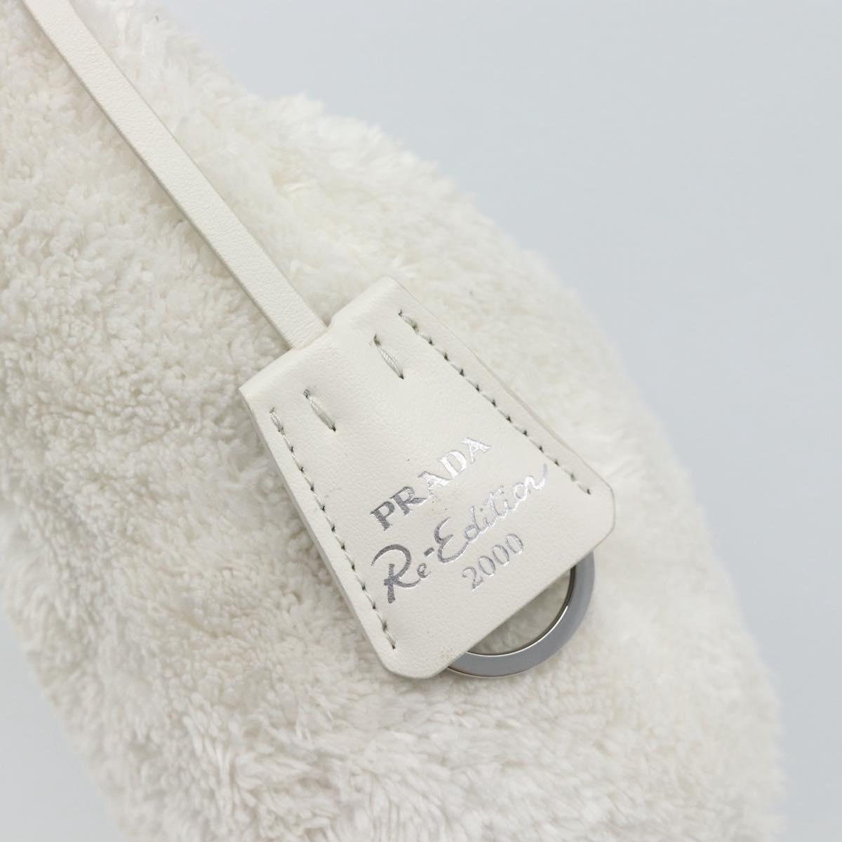 PRADA Hand Pouch Hand Bag Pile White Silver Auth ka4933V