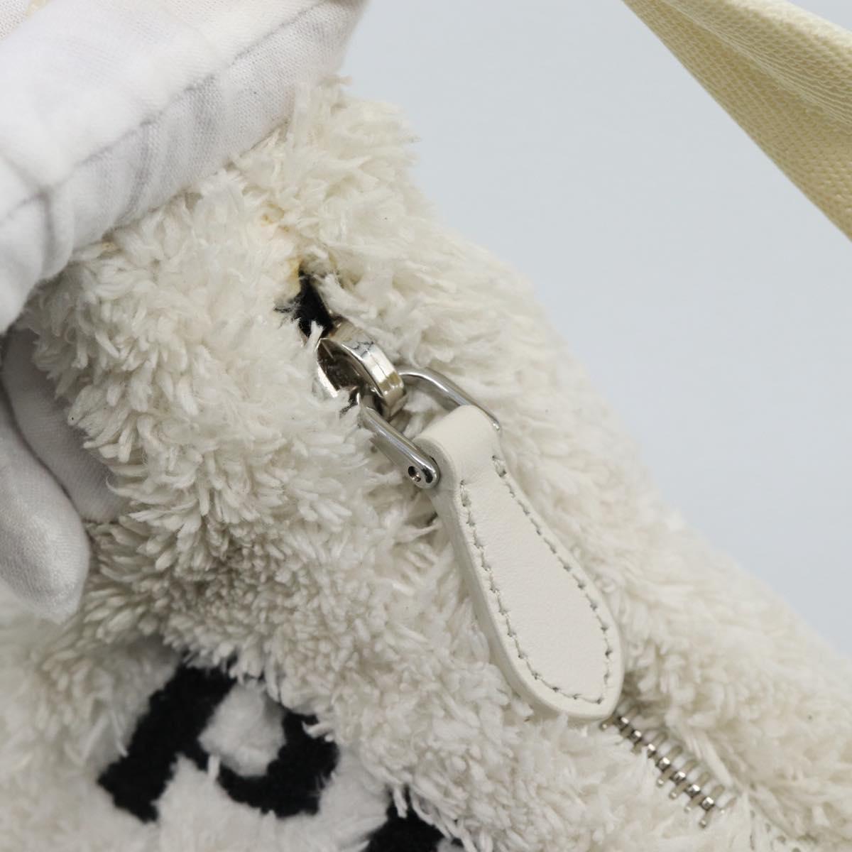 PRADA Hand Pouch Hand Bag Pile White Silver Auth ka4933V