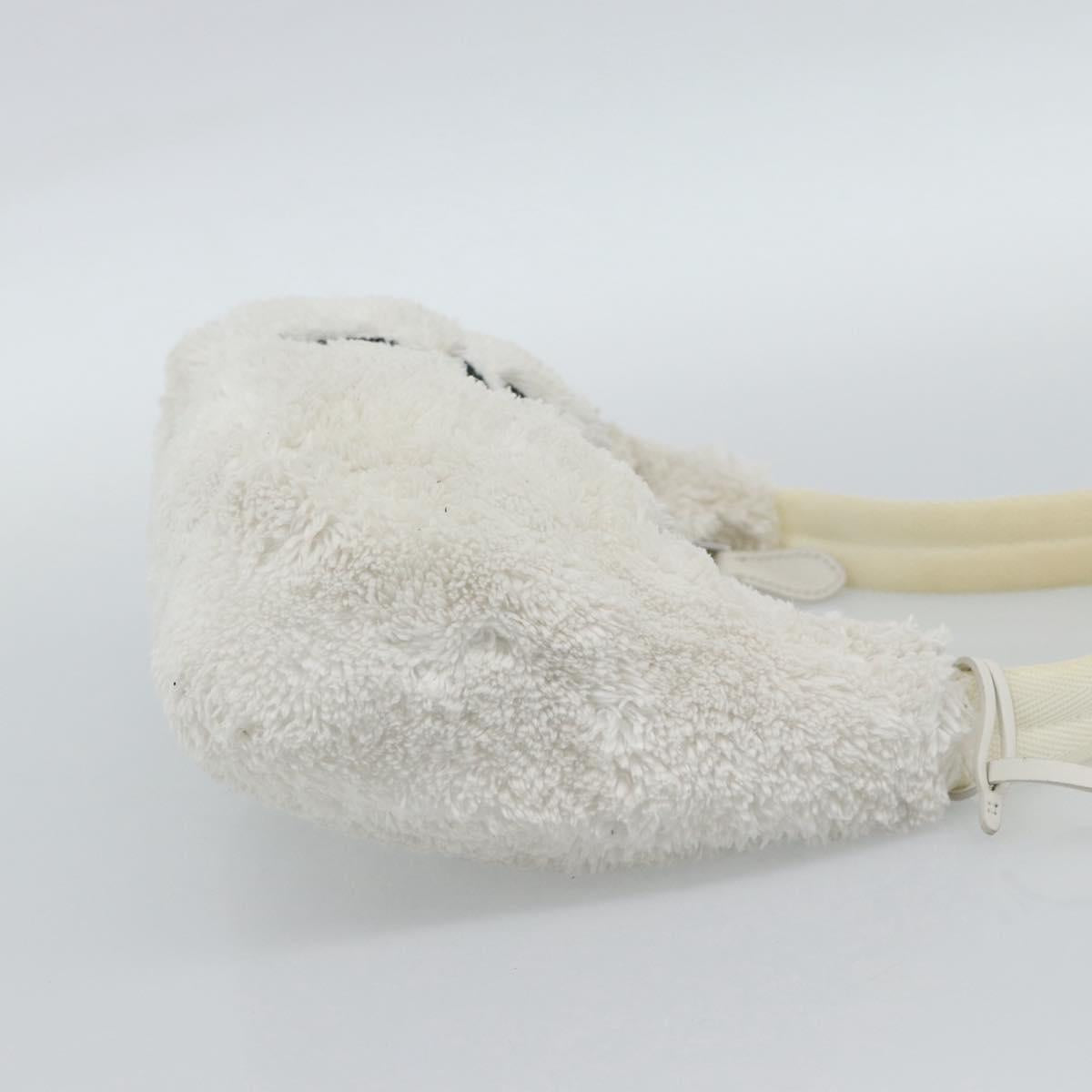 PRADA Hand Pouch Hand Bag Pile White Silver Auth ka4933V
