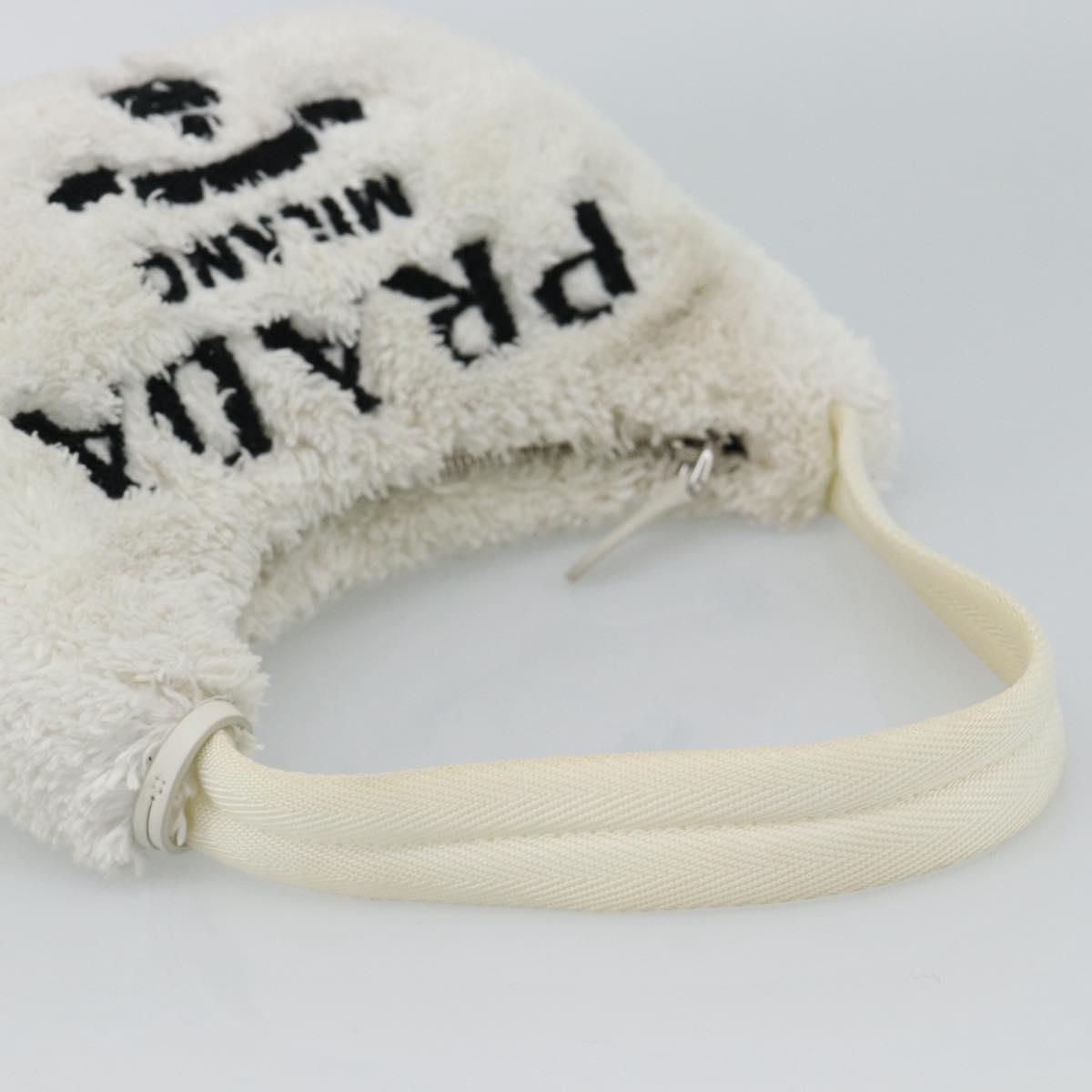 PRADA Hand Pouch Hand Bag Pile White Silver Auth ka4933V